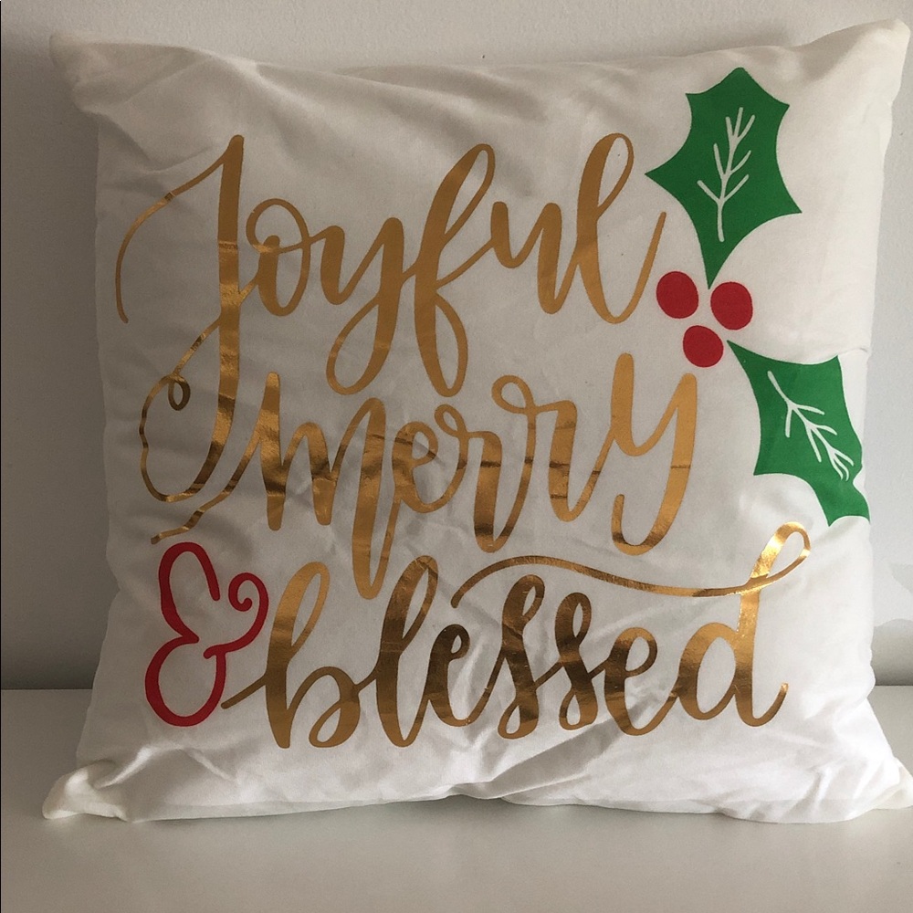 Joyful Merry & Blessed Holiday Pillow cover only